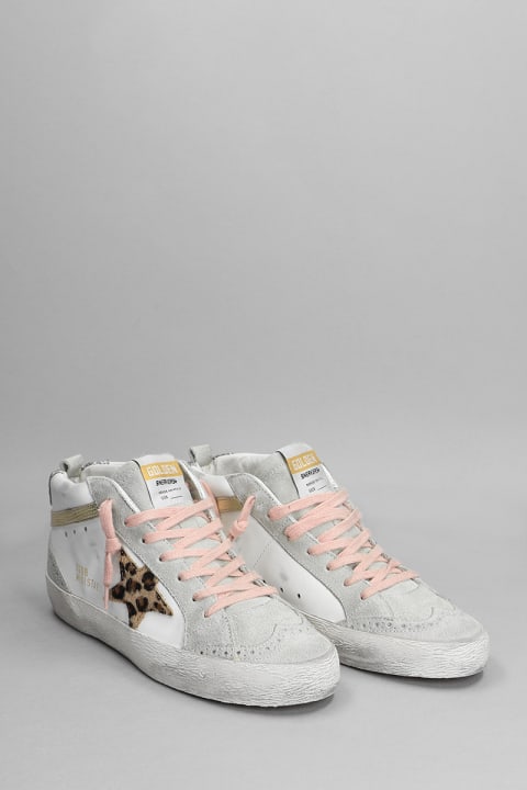 Mid Star Sneakers In White Suede And Leather
