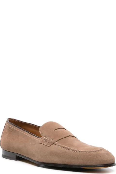 Doucal's Loafers & Boat Shoes for Men Doucal's Dark Beige Suede Penny Loafers