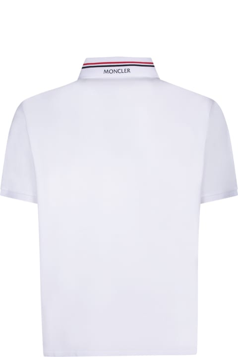 Topwear for Men Moncler White Polo Shirt With Logo Patch