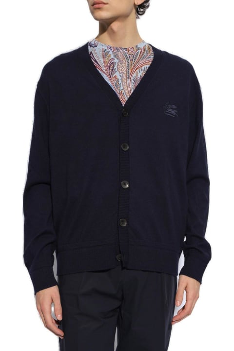 Etro Sweaters for Men Etro Pegaso Embroidered Knit Cardigan