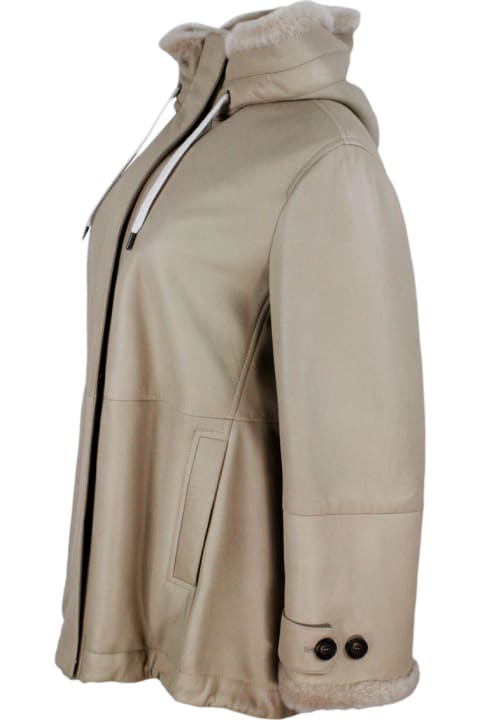 ウィメンズ Brunello Cucinelliのウェア Brunello Cucinelli Soft Shearling Jacket With Hood