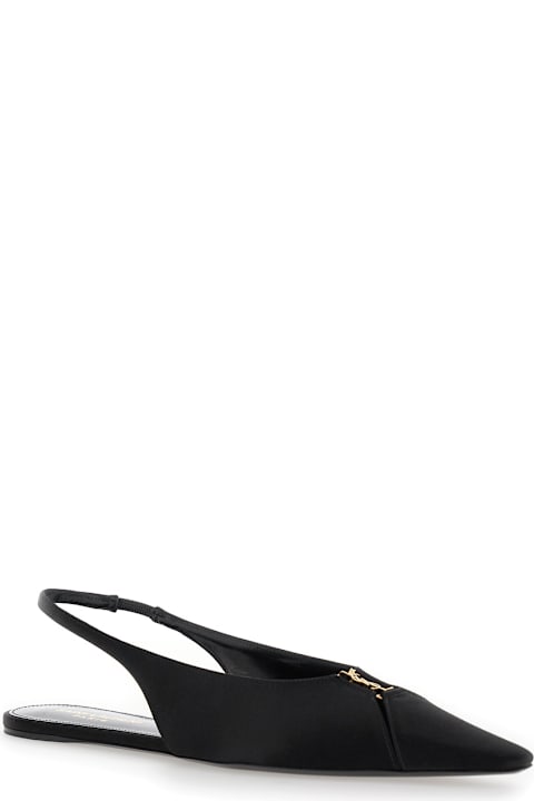 Saint Laurent Shoes for Women Saint Laurent 'babylon' Black Slingback Ballet Shoes In Crêpe Satin Woman