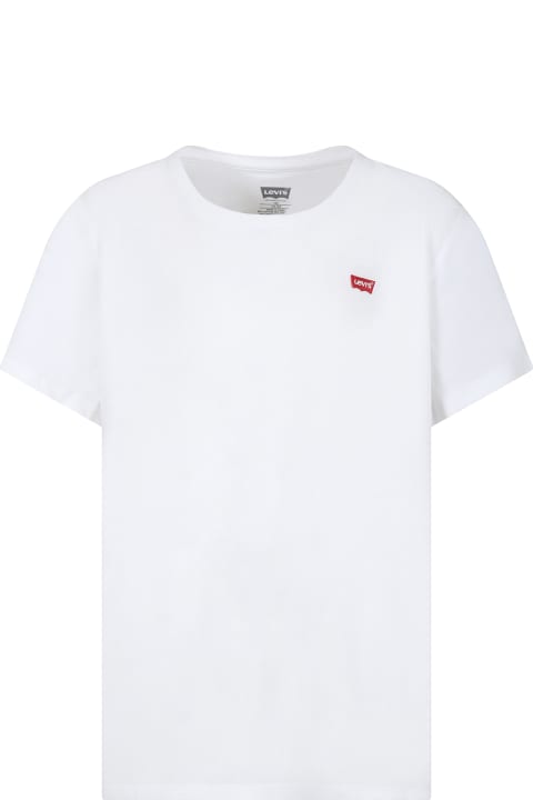 キッズ新着アイテム Levi's White T-shirt For Kids With Logo