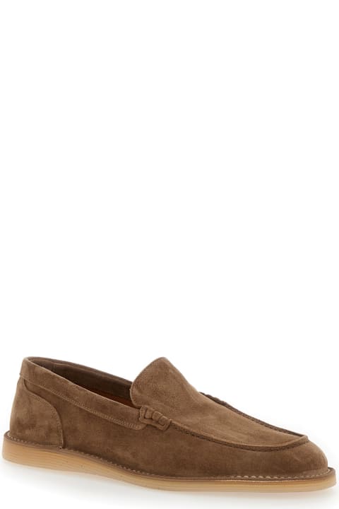 Homeware Dolce 
Gabbana 
new Florio Ideal
 Brown Loafers With Dg Detail In Suede Man