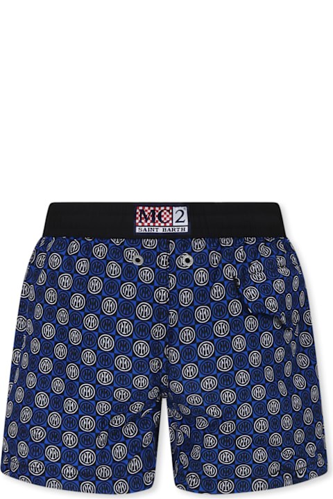 Homeware MC2 Saint Barth Blue Swim Shorts For Boy With Inter Logo