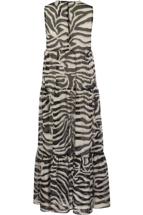 Clothing for Women Max Mara Studio Zebra Printed Crewneck Sleeveless Dress