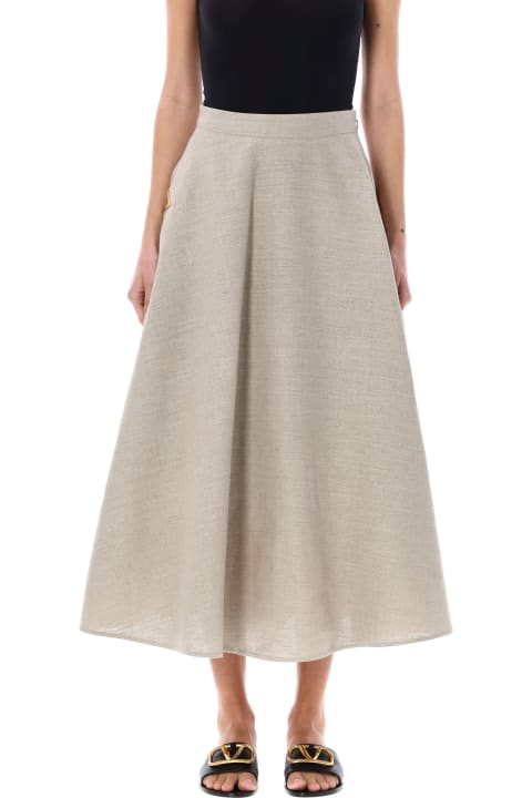 Skirts for Women Valentino Garavani Linen Midi Skirt