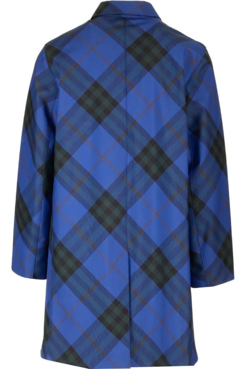 Coats & Jackets for Men Burberry Checked Single-breasted Long Sleeved Car Coat