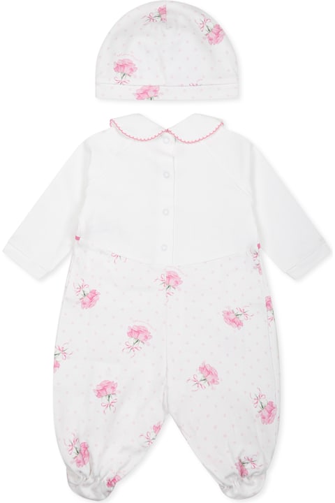 Monnalisa Bodysuits & Sets for Baby Girls Monnalisa White Babygrow Set For Baby Girl With Logo