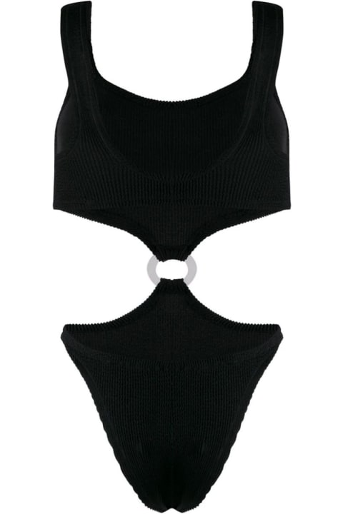 Reina Olga Clothing for Women Reina Olga Rein Olga Woman's One-piece Swimsuit In Black Fine Ribbed Knit