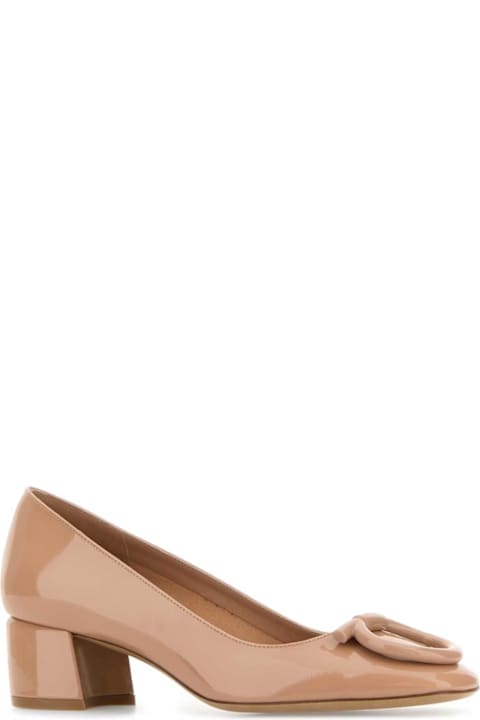 Ferragamo Skin Pink Leather Mara 40 Pumps