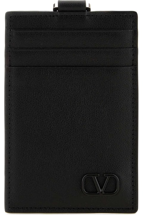 Wallets for Men Valentino Garavani Black Leather Card Holder