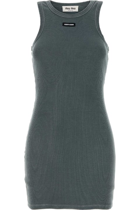 Miu Miu Dresses for Women Miu Miu Petrol Blue Stretch Cotton Dress