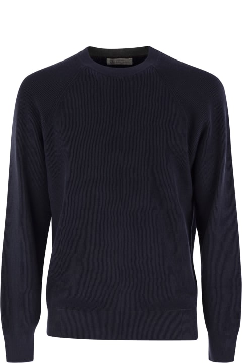 Brunello Cucinelli Sweaters for Men Brunello Cucinelli Cotton Rib Sweater With Raglan Sleeve