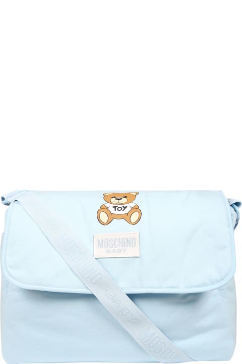 Accessories & Gifts for Baby Boys Moschino Light Blue Changing Bag For Baby Boy With Teddy Bear E Logo