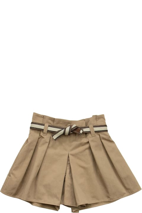 ウィメンズ新着アイテム Brunello Cucinelli Crispy Cotton Gabardine Mini Skirt-pants With Belt And Monili