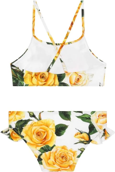 Dolce & Gabbana Swimwear for Girls Dolce & Gabbana Bikini In Lycra With Yellow Rose Print