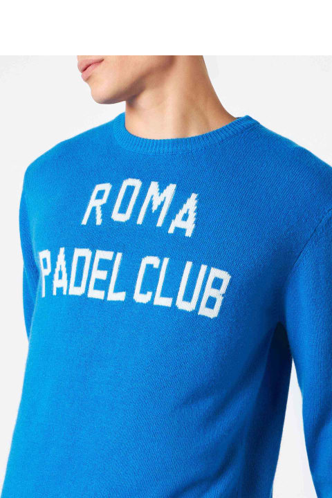 メンズ新着アイテム MC2 Saint Barth Man Sweater With Roma Padel Club Jacquard Print