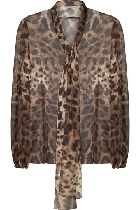 Dolce & Gabbana Topwear for Women Dolce & Gabbana Leopard Print Chiffon Shirt
