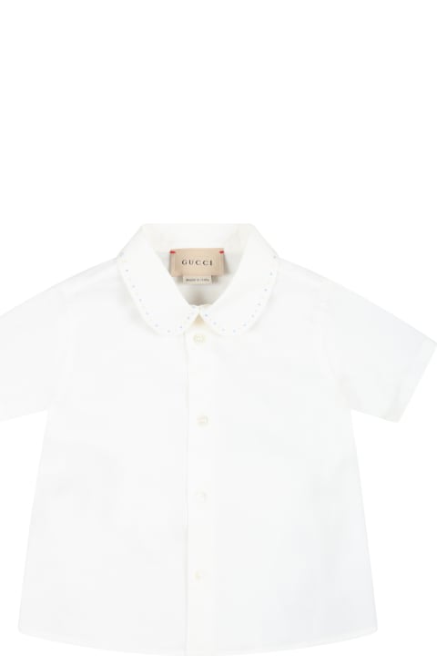 Topwear for Baby Girls Gucci White Shirt For Baby Boy With Polka Dots