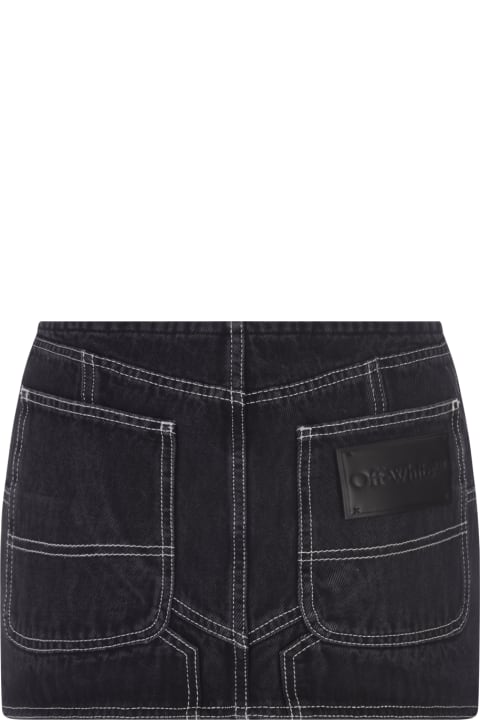 Off-White for Women Off-White Black Denim Mini Skirt With Contrasting Stitching