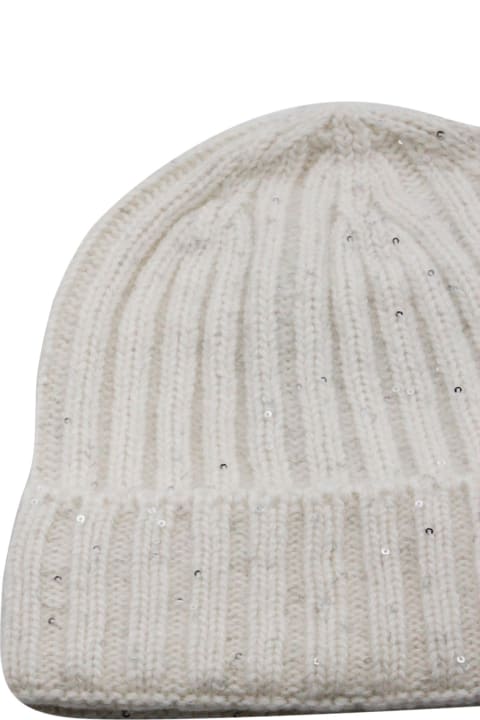 Fabiana Filippi for Women Fabiana Filippi Cap In Soft Wool, Silk And Cashmere Embellished With Micro Sequins