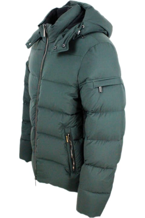 Moorer for Men Moorer Goose Down Padded Bomber Jacket With Removable Hood