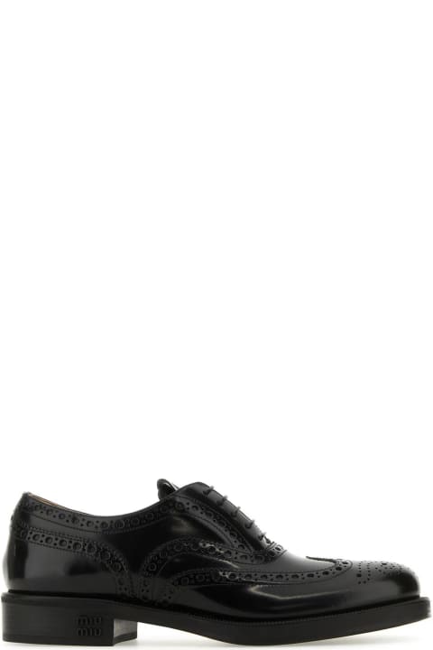 Laced Shoes for Women Miu Miu Black Leather Church's X Lace-up Shoes