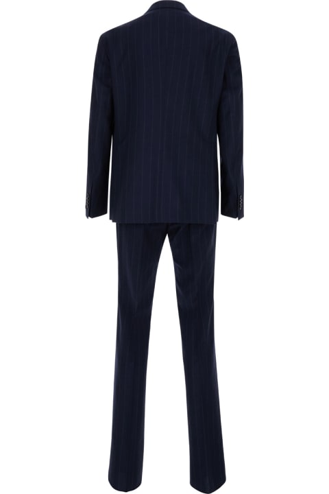 Tagliatore for Men Tagliatore Blue Pinstripe One-breasted Suit In Virgin Wool Man