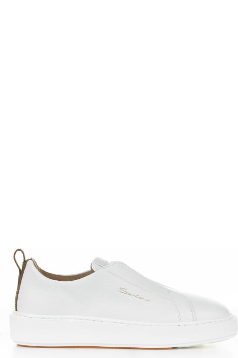 Santoni Sneakers for Men Santoni White Leather Slip-on Sneaker