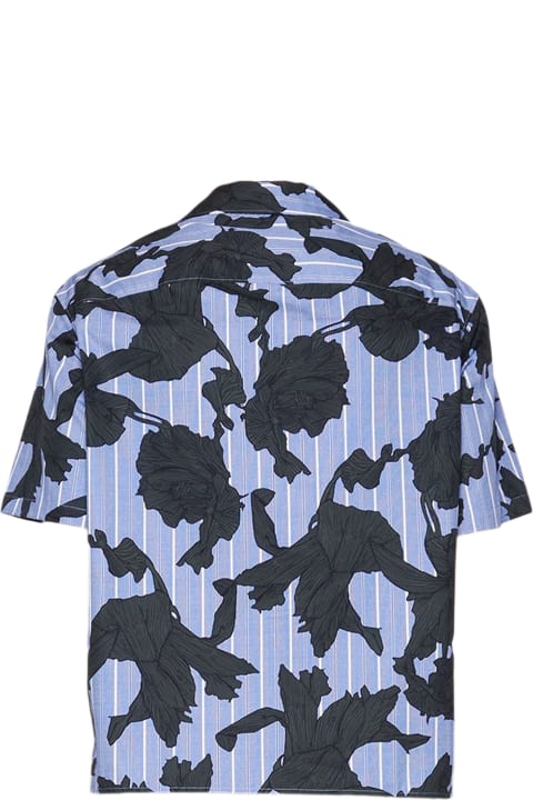 Neil Barrett Shirts for Men Neil Barrett Light Blue Shirt With Floral Print