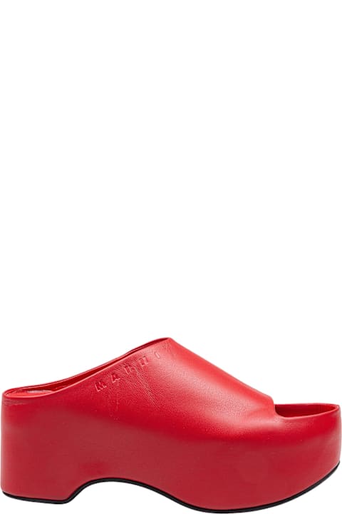 Marni Sandals Sale for Women Marni Slide With Chunky Clog In Red Leather