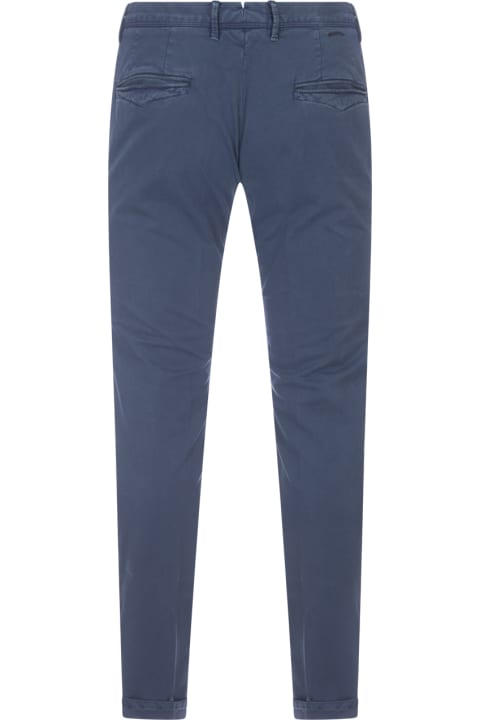 Pants for Men Incotex Blue Stretch Gabardine Slim Fit Trousers
