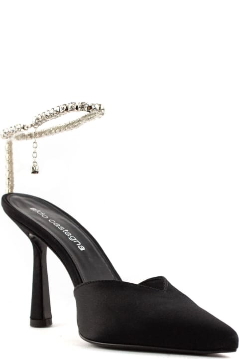 Aldo Castagna High-Heeled Shoes for Women Aldo Castagna Black Satin Emily Pumps