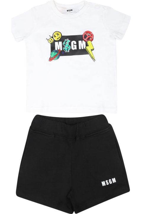 Fashion for Baby Boys MSGM White Suit For Baby Boy With Logo And Print