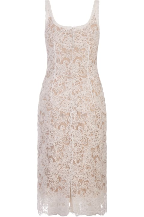 ウィメンズ新着アイテム Ermanno Scervino White Floral Lace Midi Dress