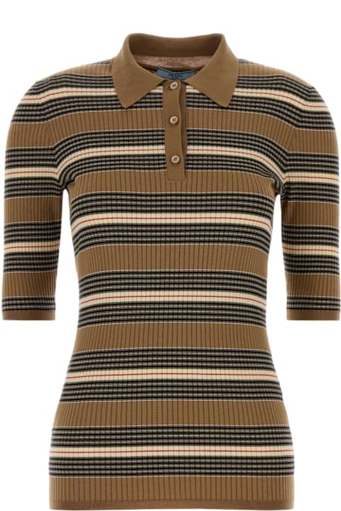Prada for Kids Prada Embroidered Stretch Cotton Blend Polo Shirt