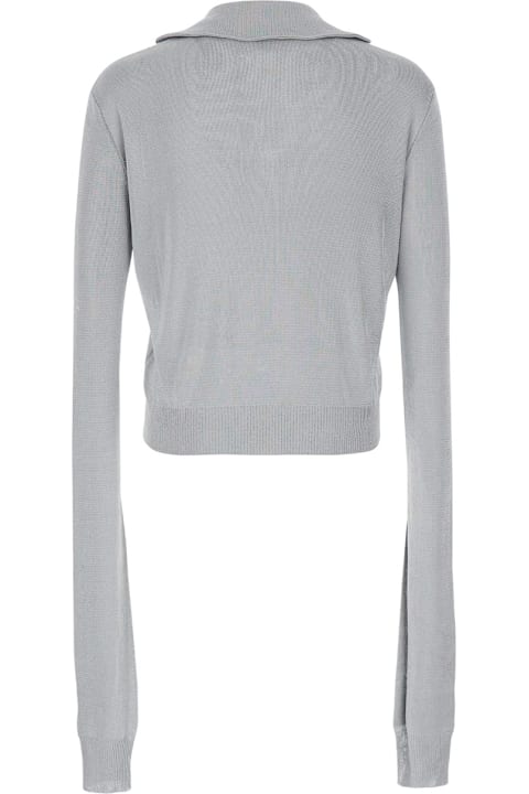 Coperni ملابس علوية لـ السيدات Coperni Grey Long Sleeve Polo Shirt In Knit Woman