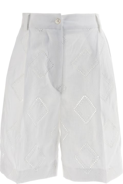 Kiton Pants & Shorts for Women Kiton Embroidered Linen Bermuda Shorts