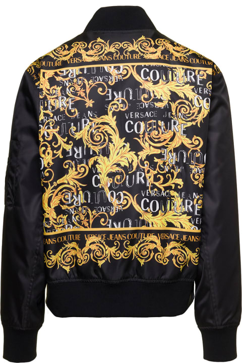 Versace Jeans Couture for Men Versace Jeans Couture Jacket 74up407 R Baroque Back Nylon Diagonal Print Baroque