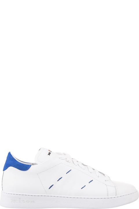 Fashion for Men Kiton White Leather Sneakers With Blue Details