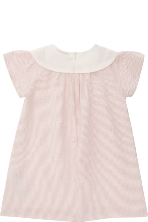 Bodysuits & Sets for Baby Boys Il Gufo Pink Stripe Dress With Collar In Stretch Cotton Girl