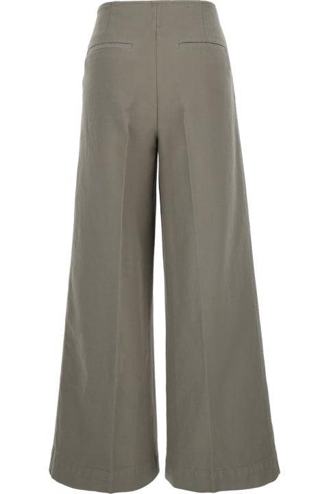 Totême لـ Women Totême Grey Wide Pants With Zip Closure In Tech Fabric Woman