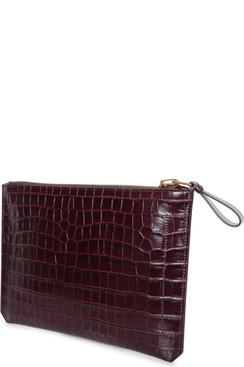 Tom Ford for Men Tom Ford Buckley Small Croco Bordeaux Clutch