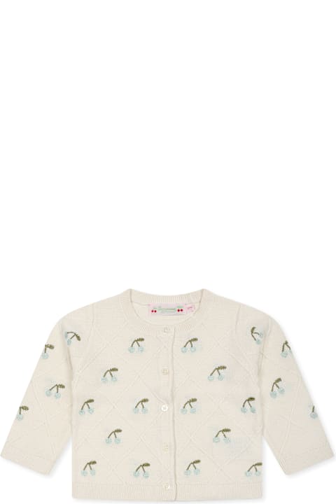 Bonpoint Sweaters & Sweatshirts for Baby Girls Bonpoint Ivory Cardigan For Baby Girl With Cherries