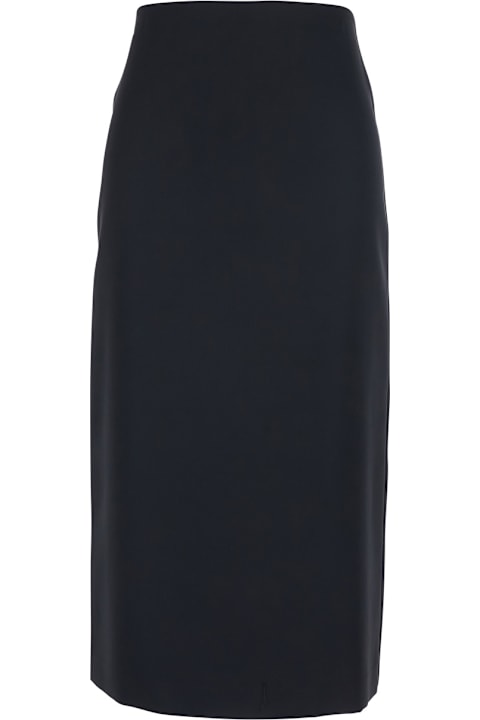 Homeware TwinSet Black Skirt With Rear Concealed Zip Closure And Logo Plaque On The Rear In Fabric Woman