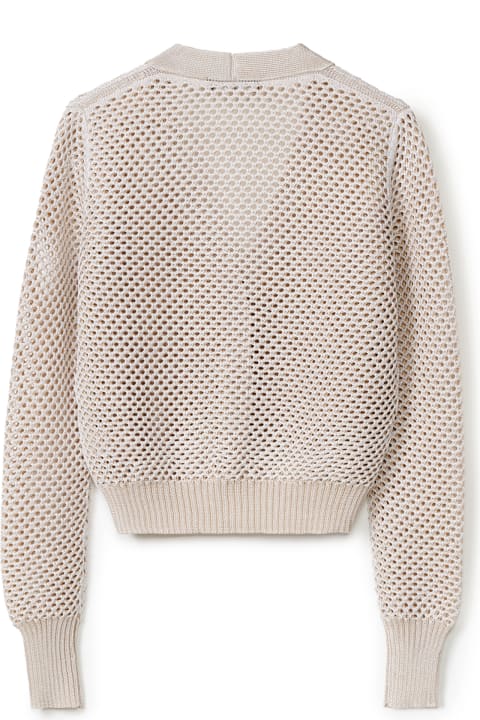 Sweaters for Women Fabiana Filippi Beige Mesh Effect Cardigan