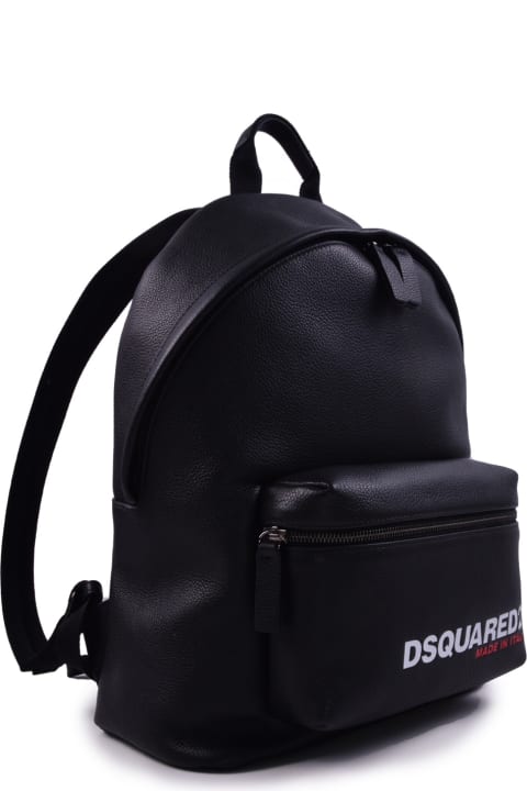 Dsquared2 Bags for Men Dsquared2 Hammered Leather Backpack With Logo
