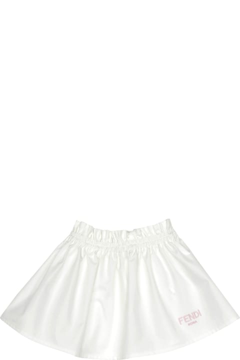 Bottoms for Baby Girls Fendi White Flared Skirt With Pink Logo