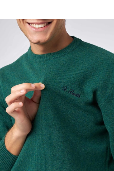 أدوات منزلية MC2 Saint Barth Green Sweater Regent In Lambswool